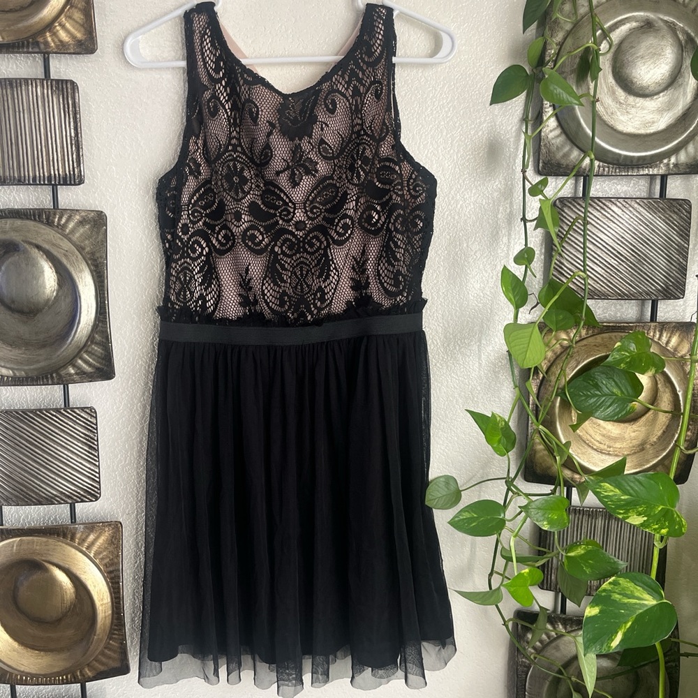 As U Wish Black Lace Overlay Dress